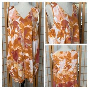 Wynne Layers Sleeveless Stretch Marbled Print Lantern Knit Dress SZ PXL